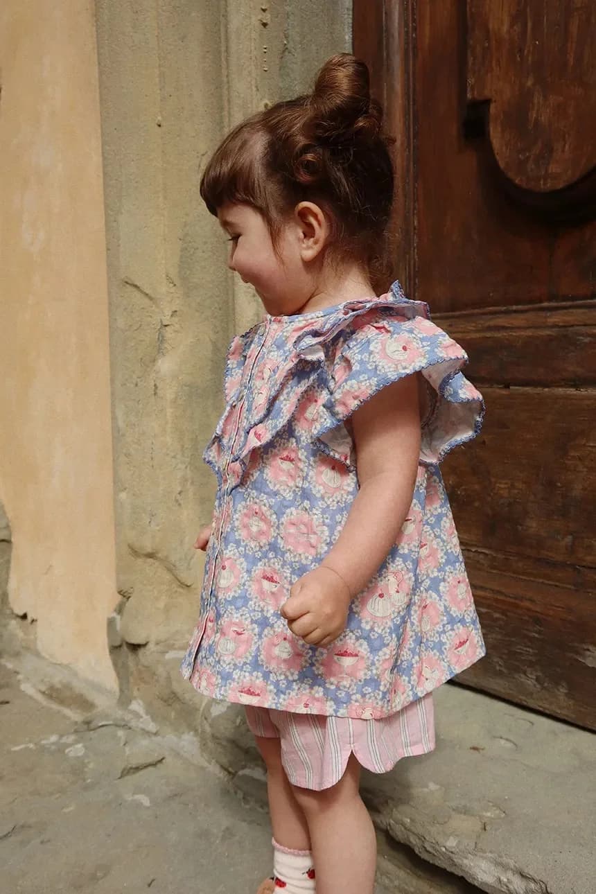 Детская хлопковая блузка KIM FRILL SS SHIRT GOTS