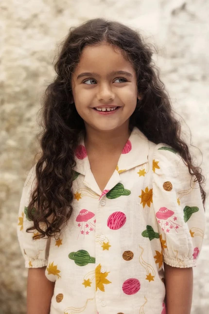 Детская хлопковая блузка Космос