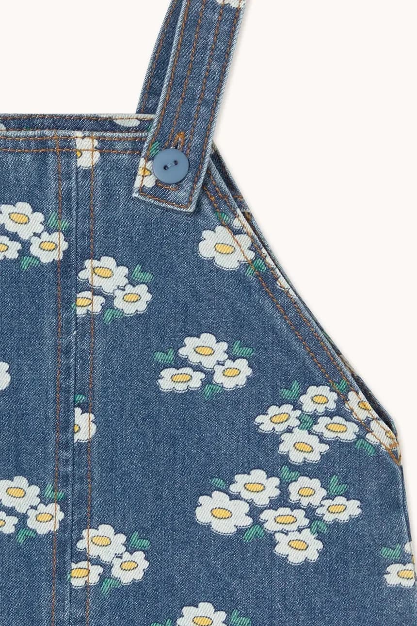 BLOSSOMS DENIM SHORT DUNGAREE детский джинсовый комбинезон - фото 3