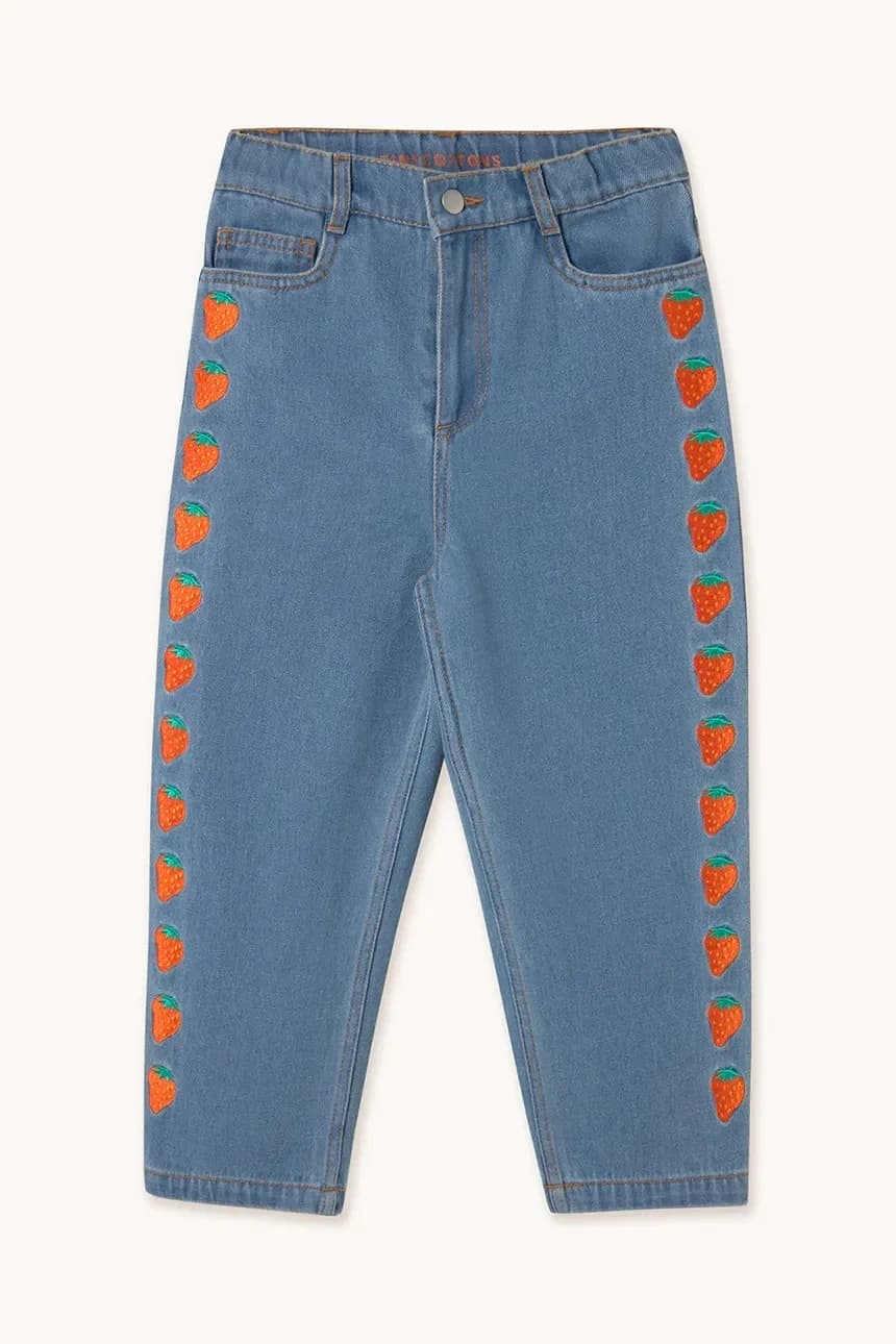 ДЖИНСЫ С ВЫШИВКОЙ КЛУБНИКИ детские джинсы - фото 2