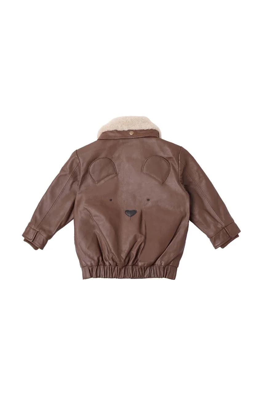 Yuki Leather Jacket Bear детский кожаный бомбер - фото 3