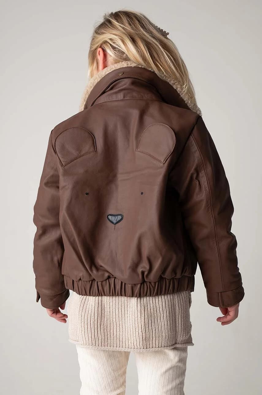 Yuki Leather Jacket Bear детский кожаный бомбер - фото 4