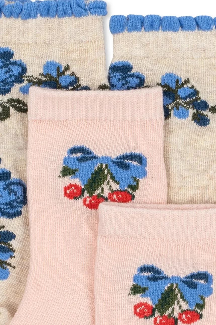Детские носки 2 шт. ЦВЕТОЧНО-ВИШНЕВЫЕ ЖАККАРДОВЫЕ НОСКИ 2 шт. - фото 2