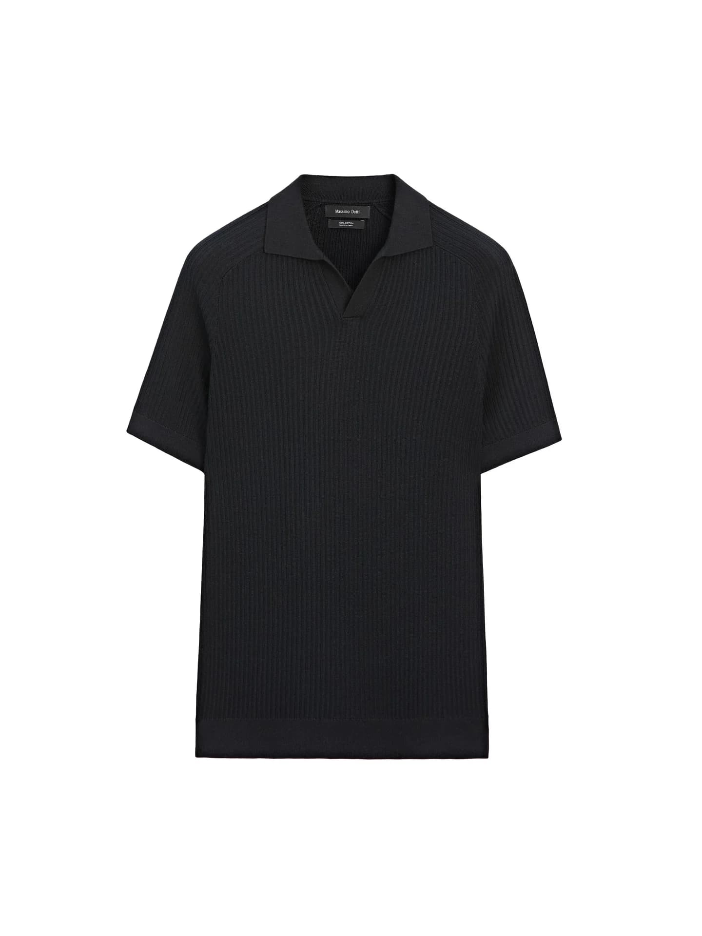 Свитер-поло из хлопчатобумажной ткани в рубчик. - фото 6