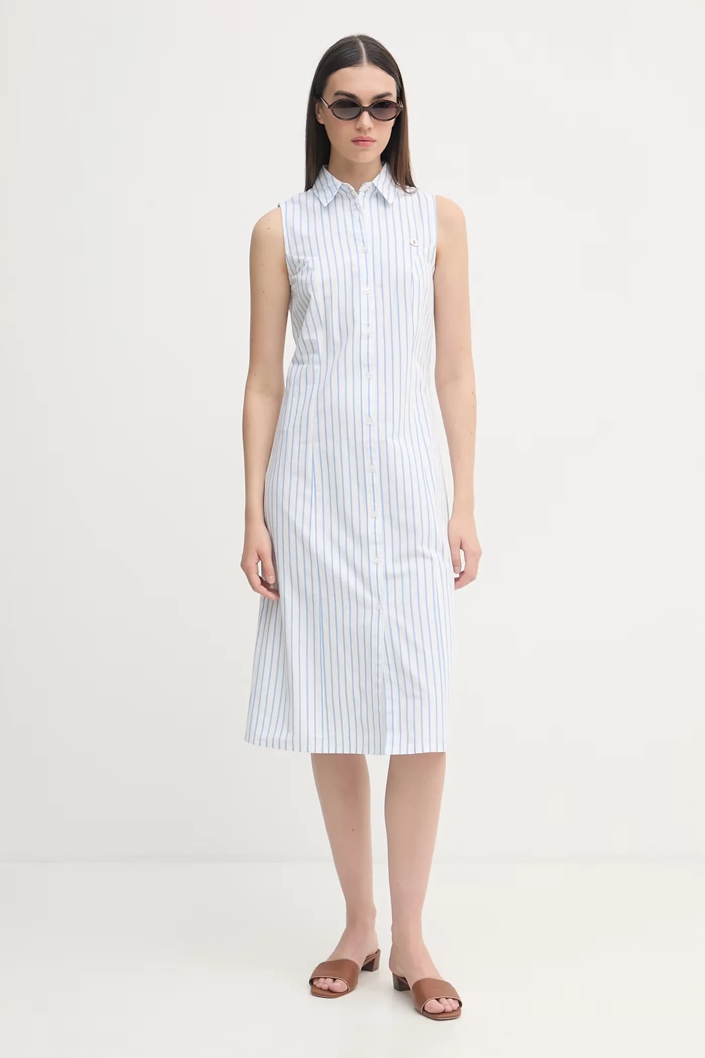 Хлопковое платье миди без рукавов с завязками на спине - фото 2