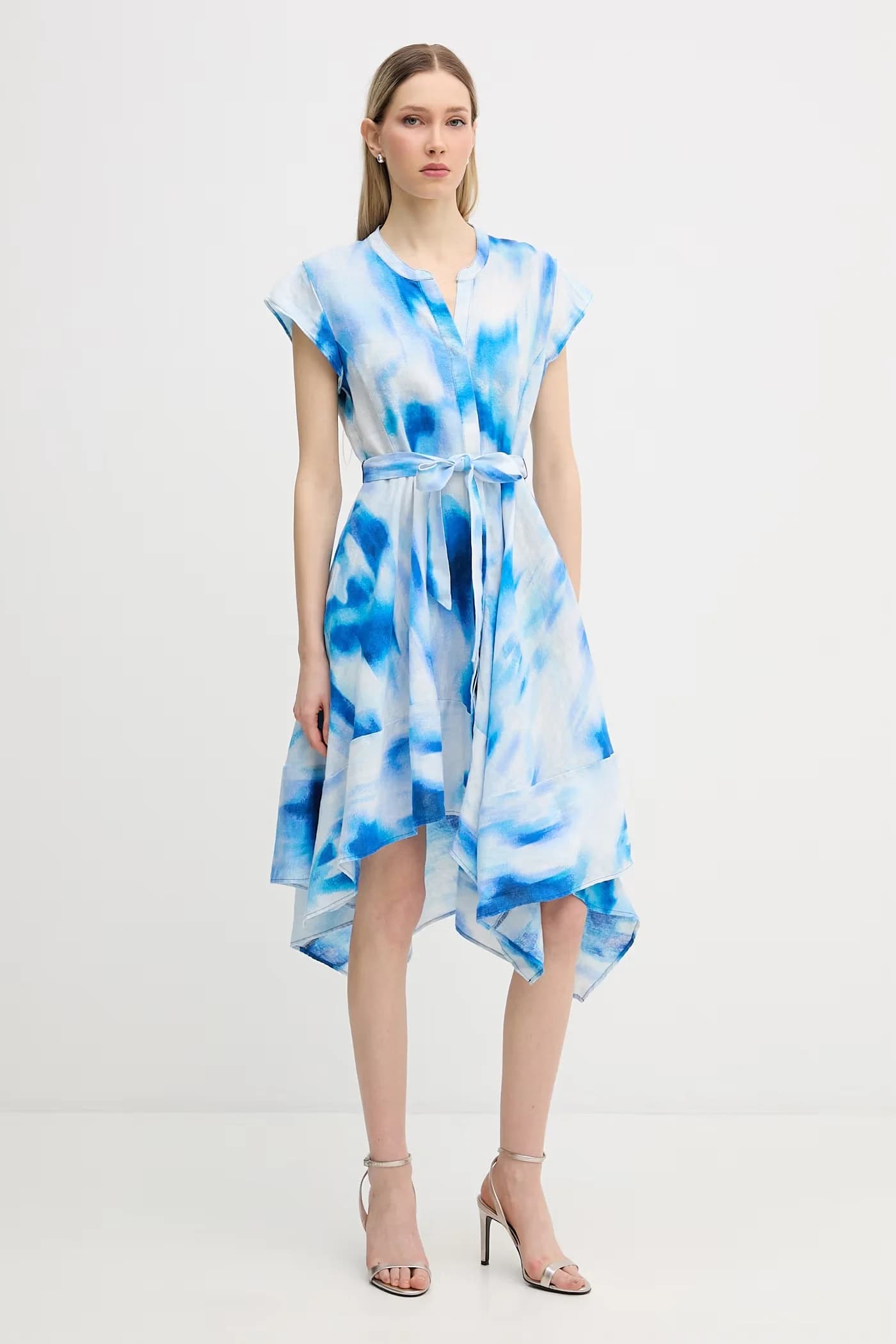 Расклешенное льняное платье - фото 2