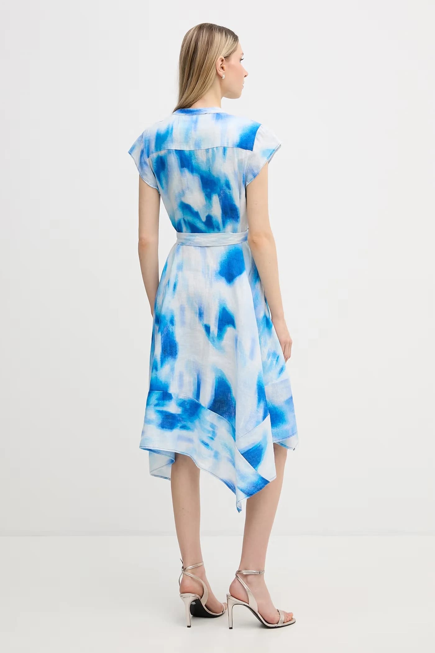 Расклешенное льняное платье - фото 3