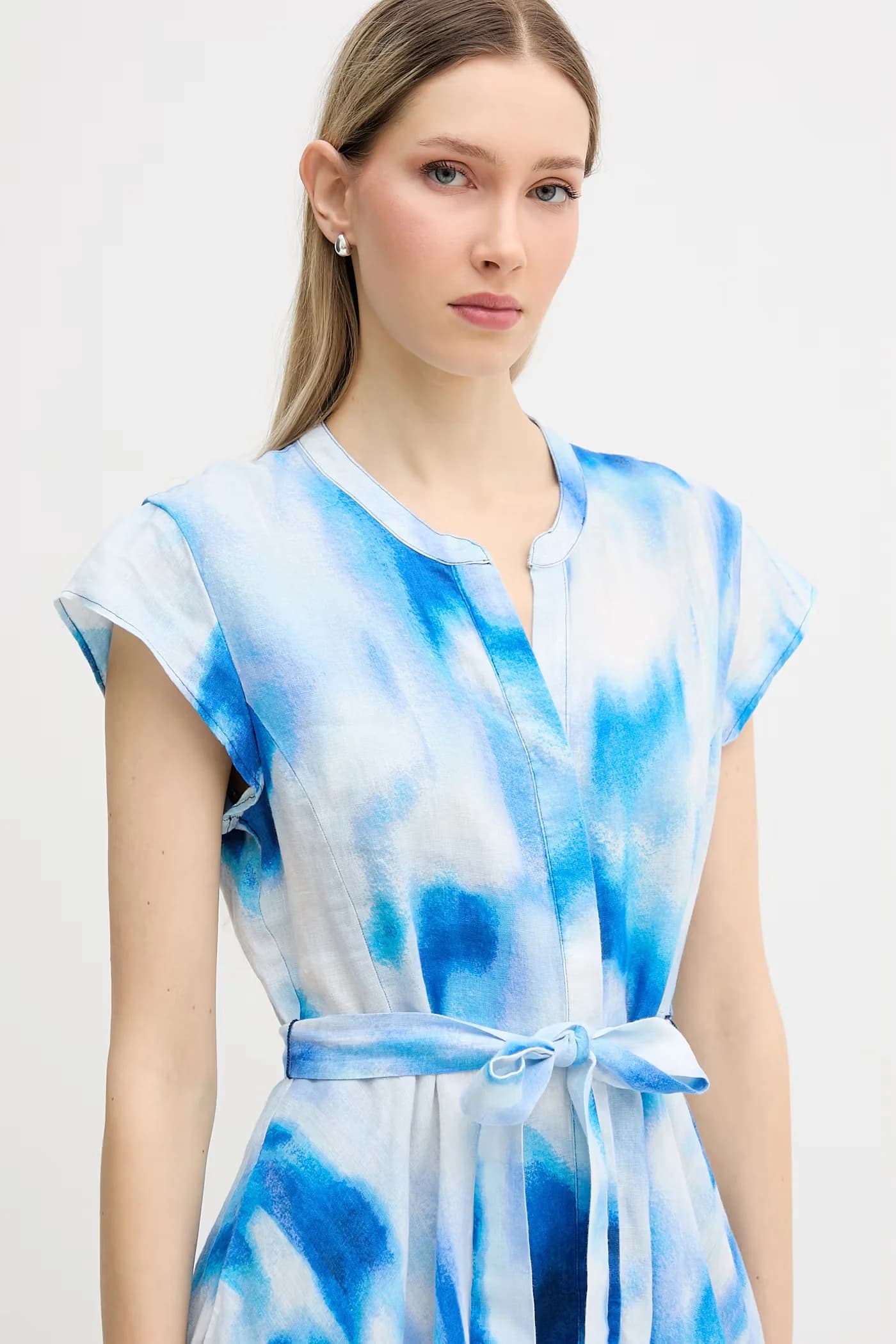 Расклешенное льняное платье - фото 4