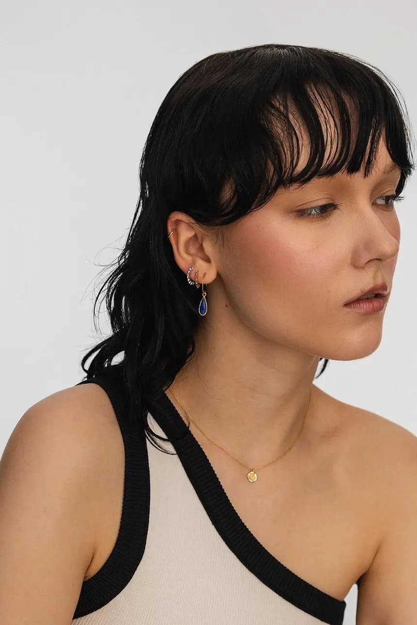 серебряные серьги DUO с позолотой - фото 4