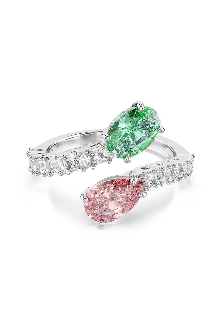 Женское металлическое кольцо с кристаллом Swarovski