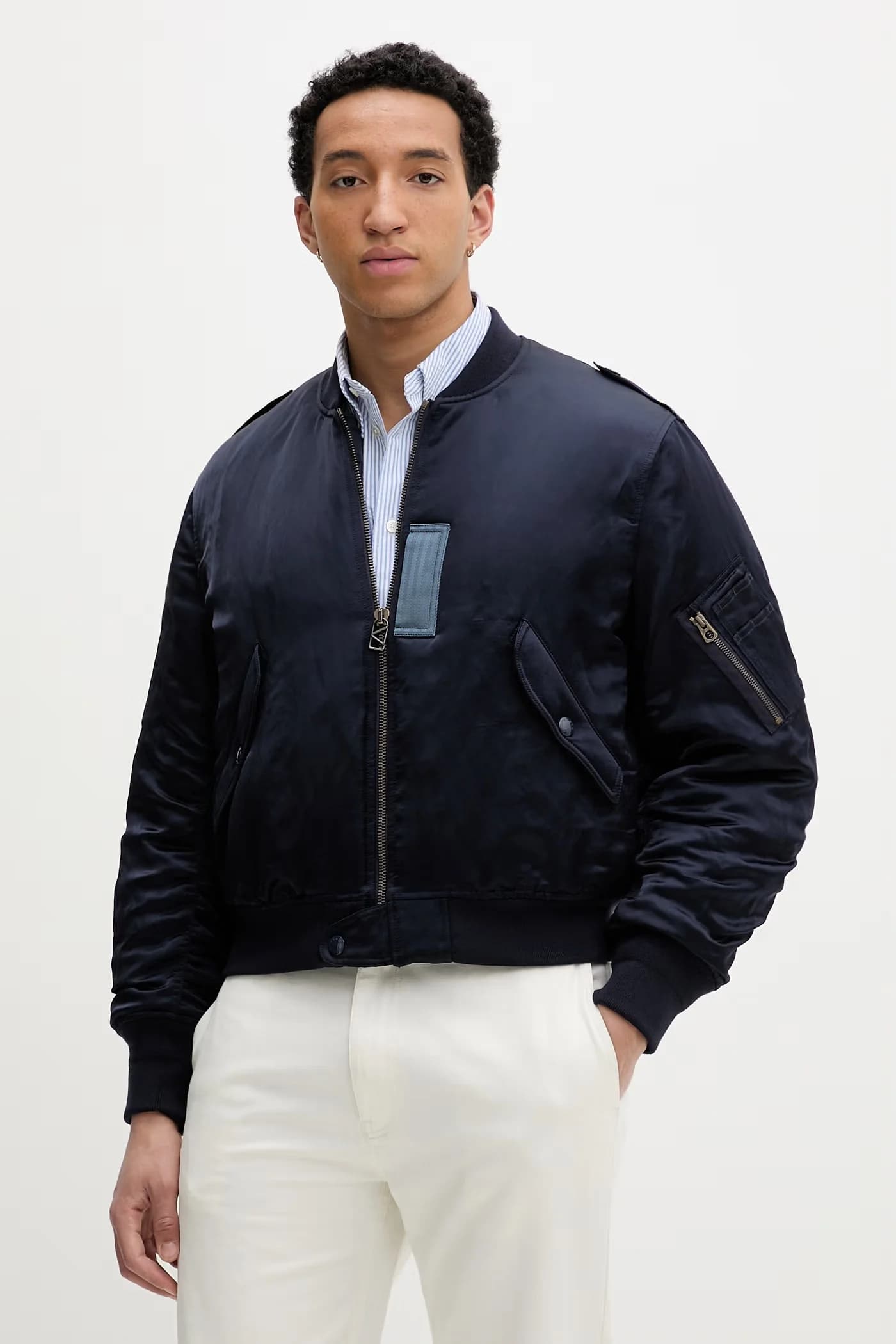 Мужской льняной бомбер