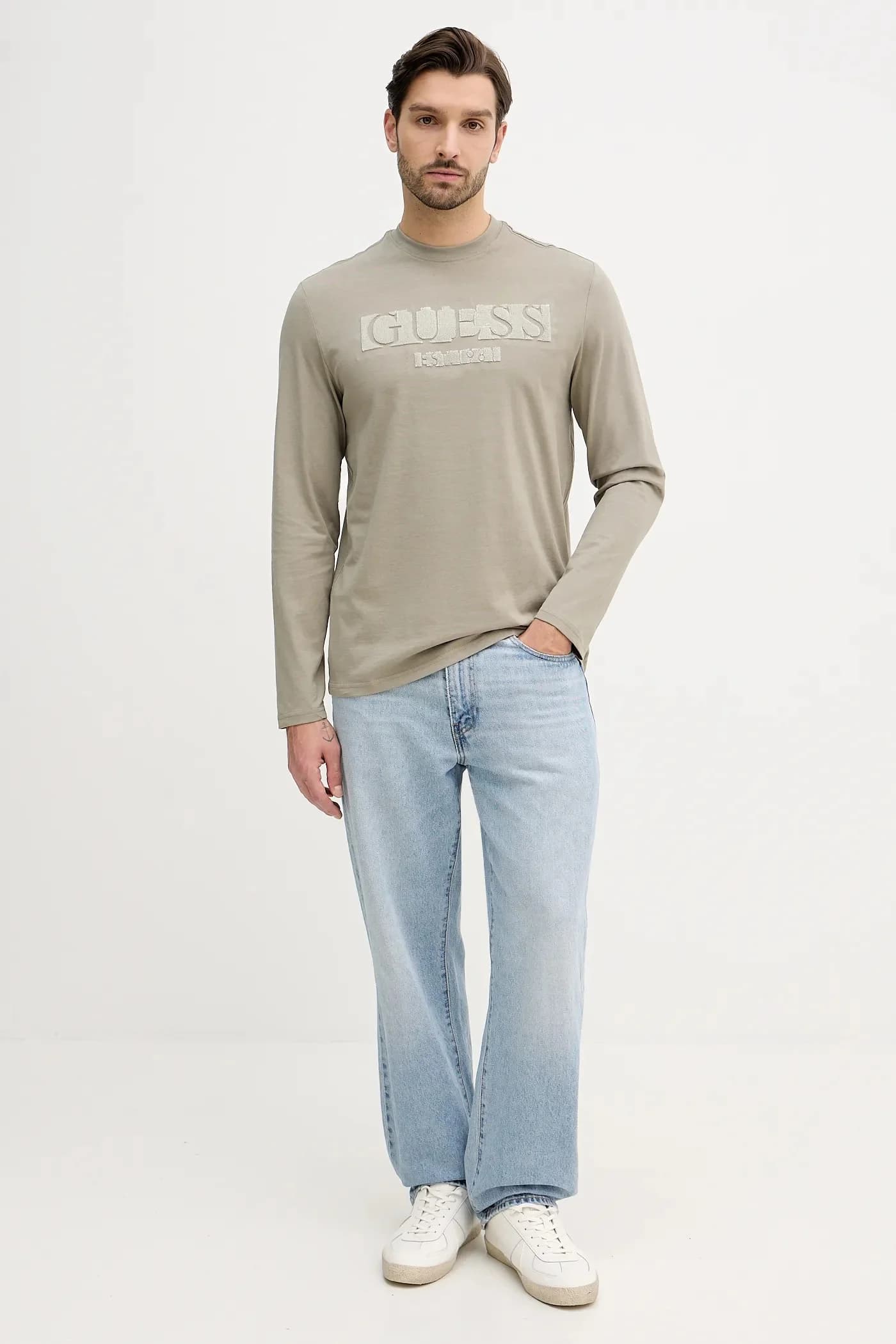 Хлопковая рубашка с длинным рукавом - фото 2