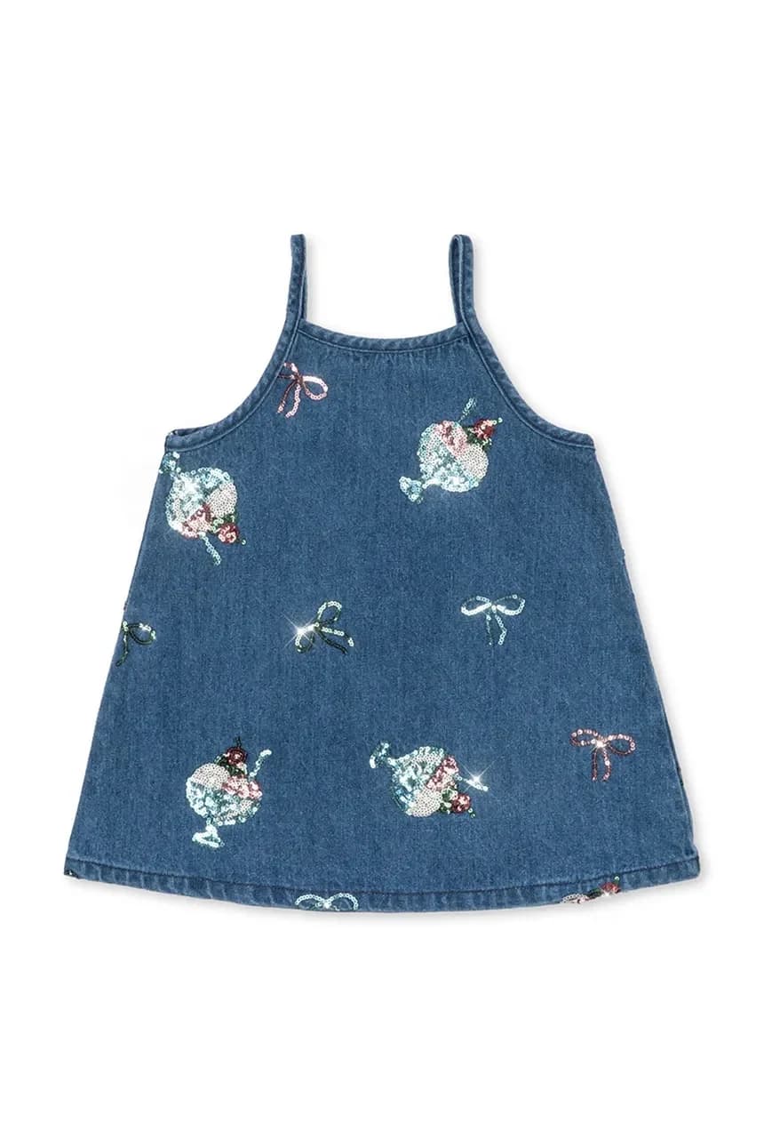 MAGOT ПЛАТЬЕ С ПАЙЕТКАМИ GOTS детское джинсовое платье - фото 2