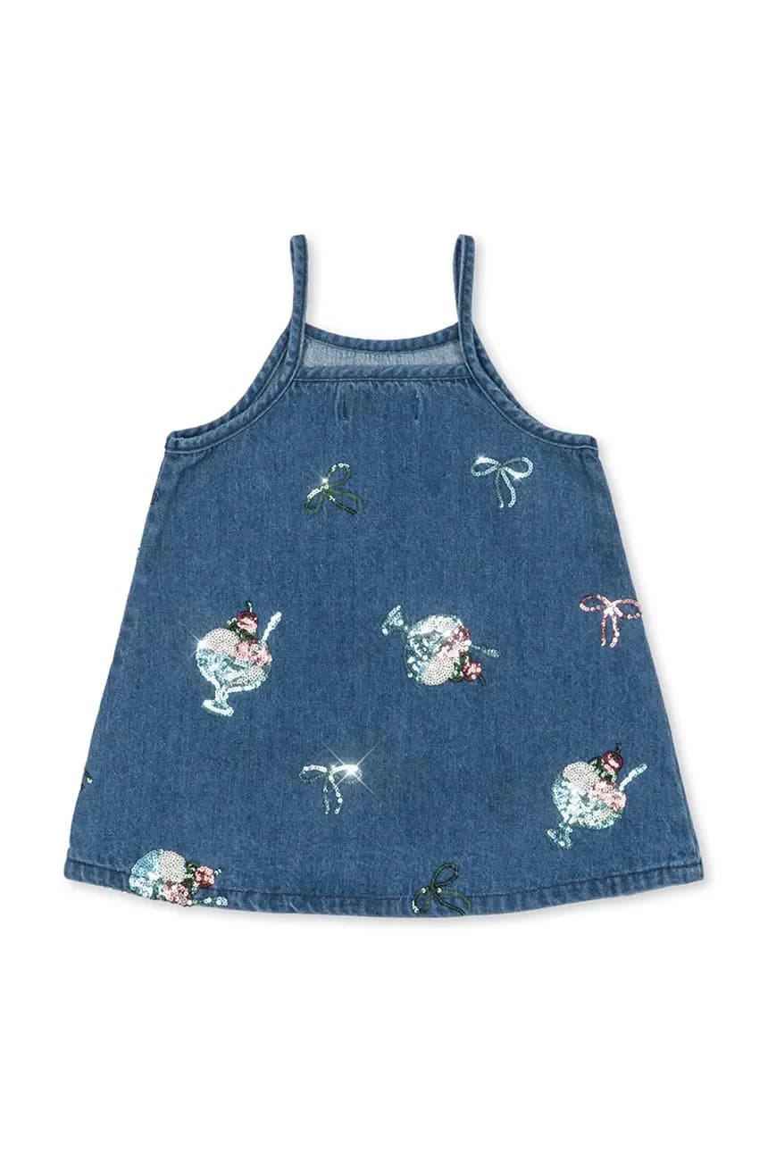 MAGOT ПЛАТЬЕ С ПАЙЕТКАМИ GOTS детское джинсовое платье - фото 3