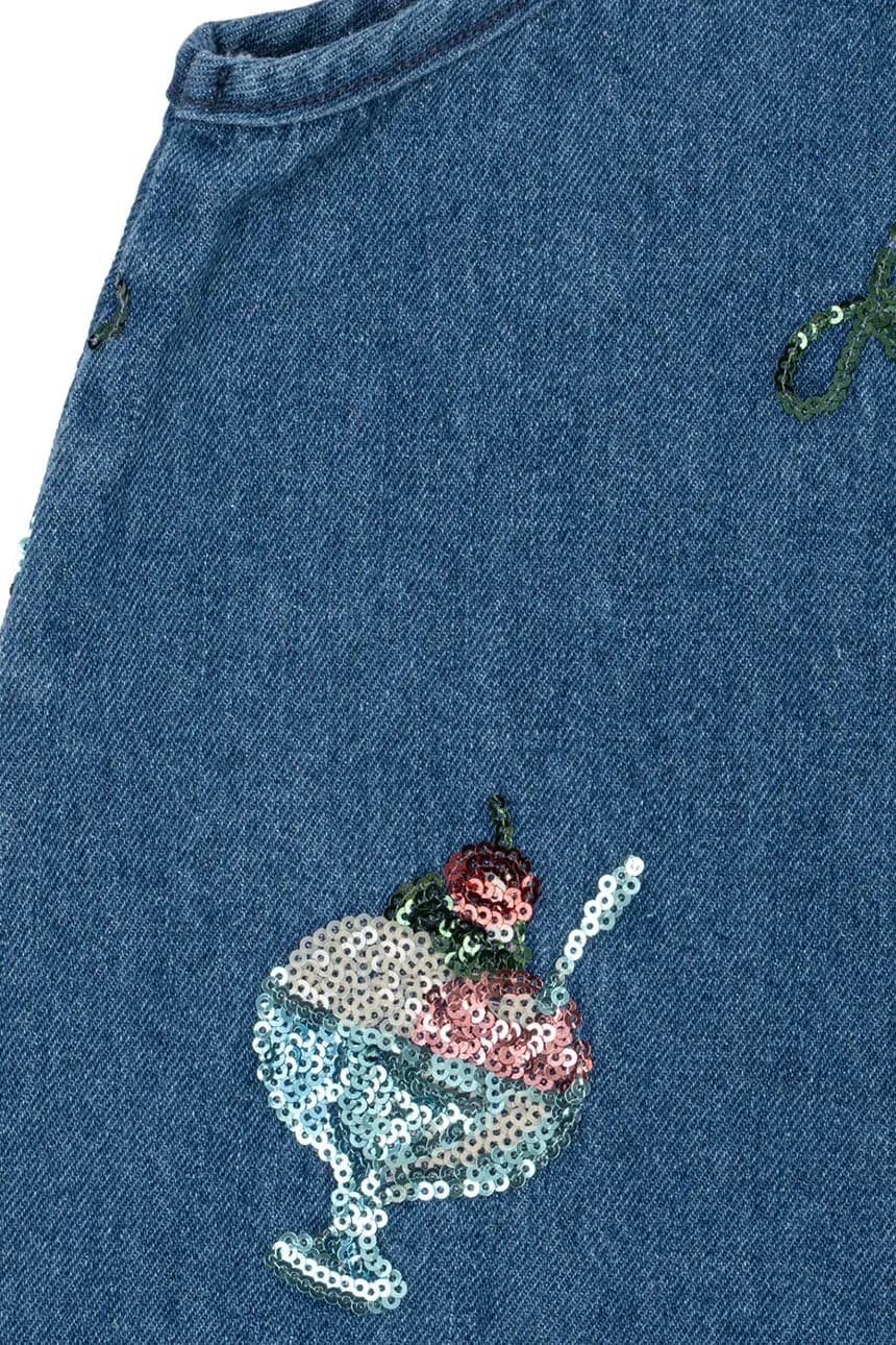 MAGOT ПЛАТЬЕ С ПАЙЕТКАМИ GOTS детское джинсовое платье - фото 5