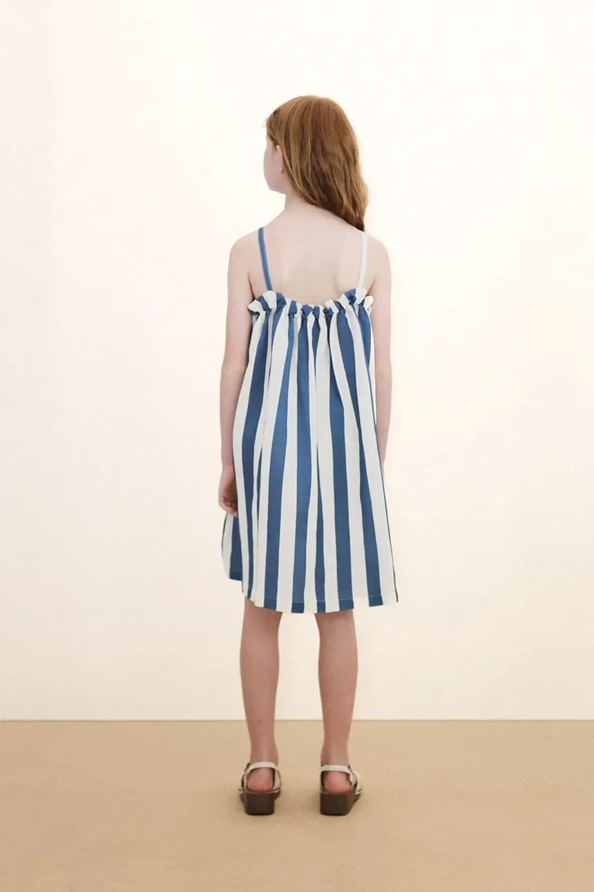 Детское платье с добавлением льна LIGHT NAVY STRIPES DRESS - фото 8