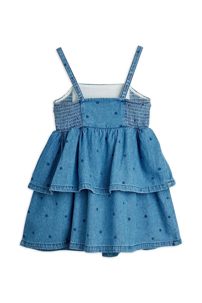 Детское джинсовое платье из денима в горошек - фото 3