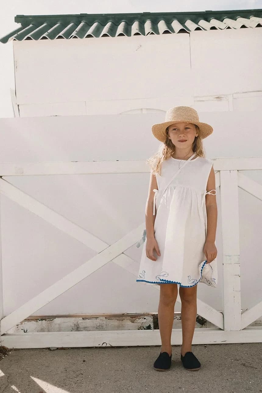 SWANS BOWS DRESS детское платье из льна - фото 5