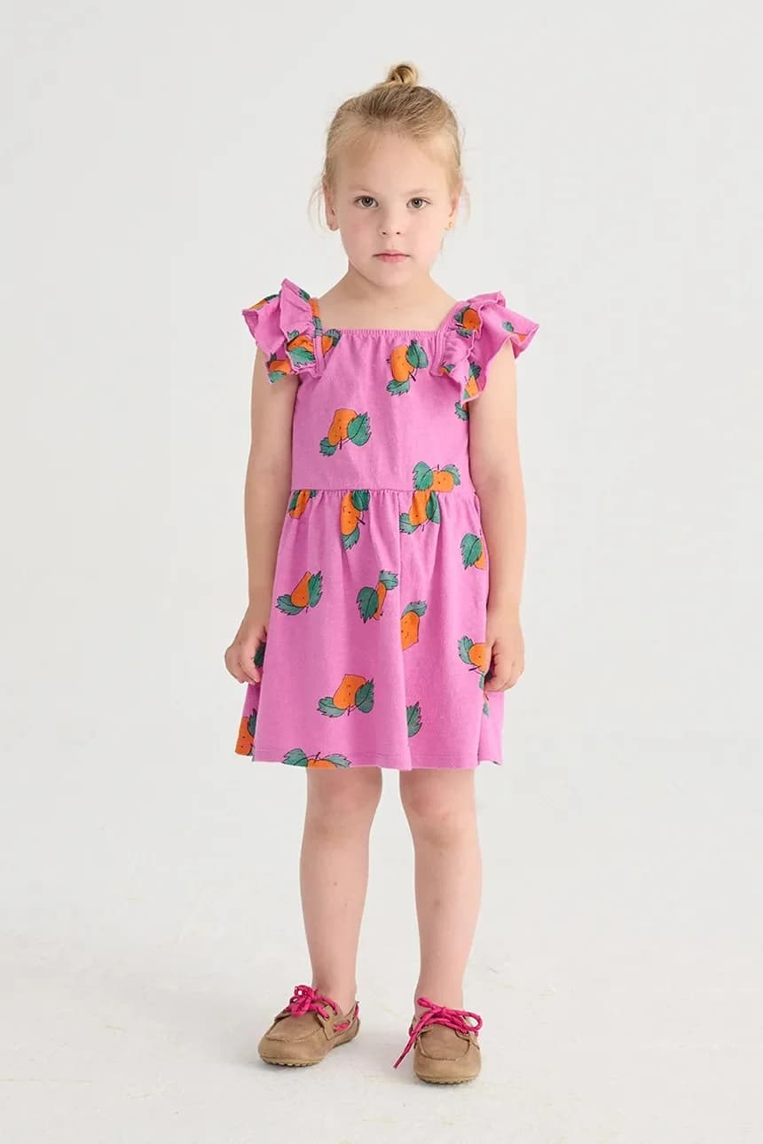 Детское хлопковое платье мандаринового цвета.