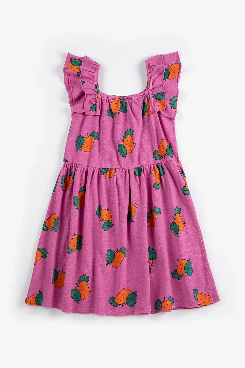 Детское хлопковое платье мандаринового цвета. - фото 2