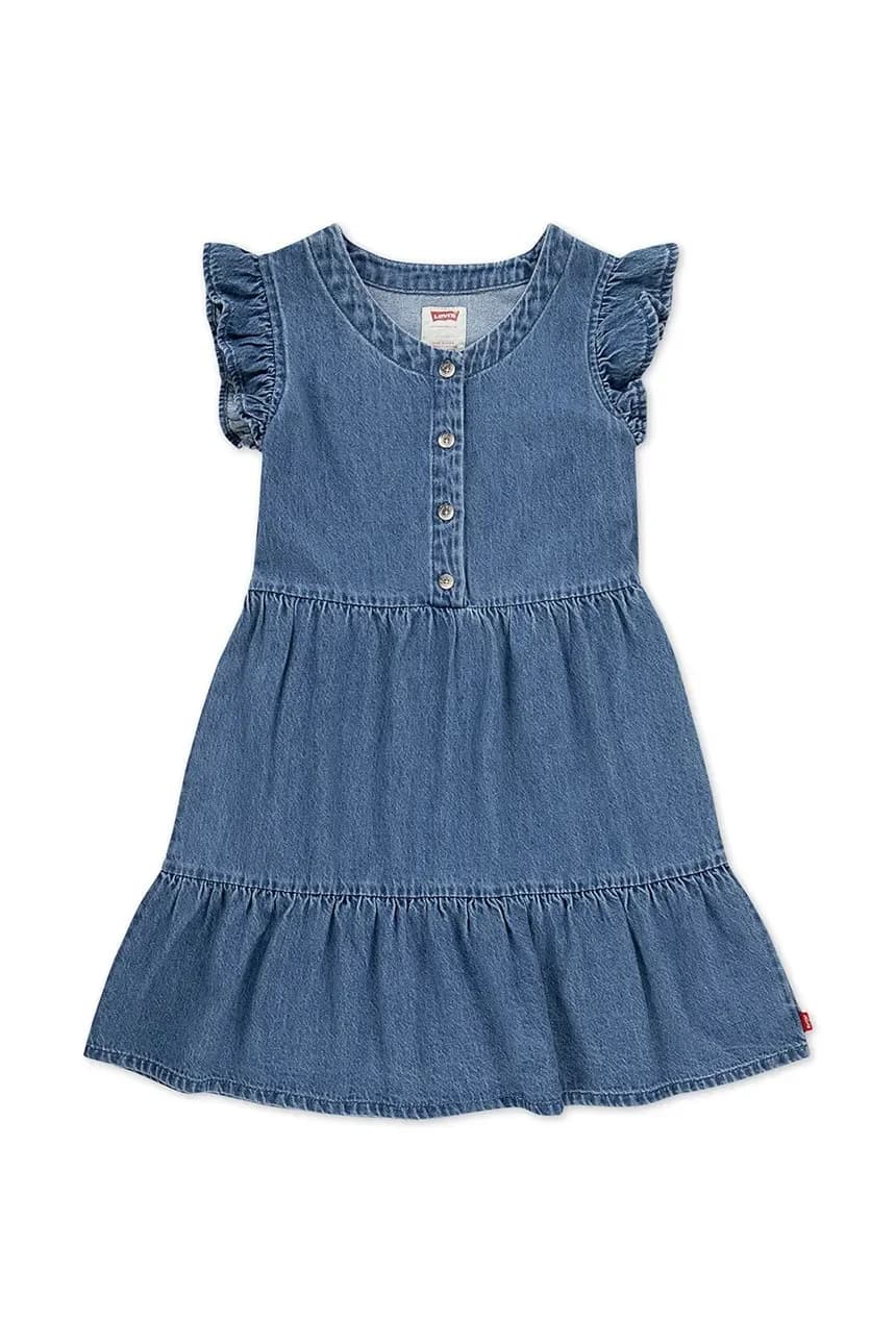 Детское хлопковое платье FLUTTER SLEEVE BUTTON UP D - фото 2