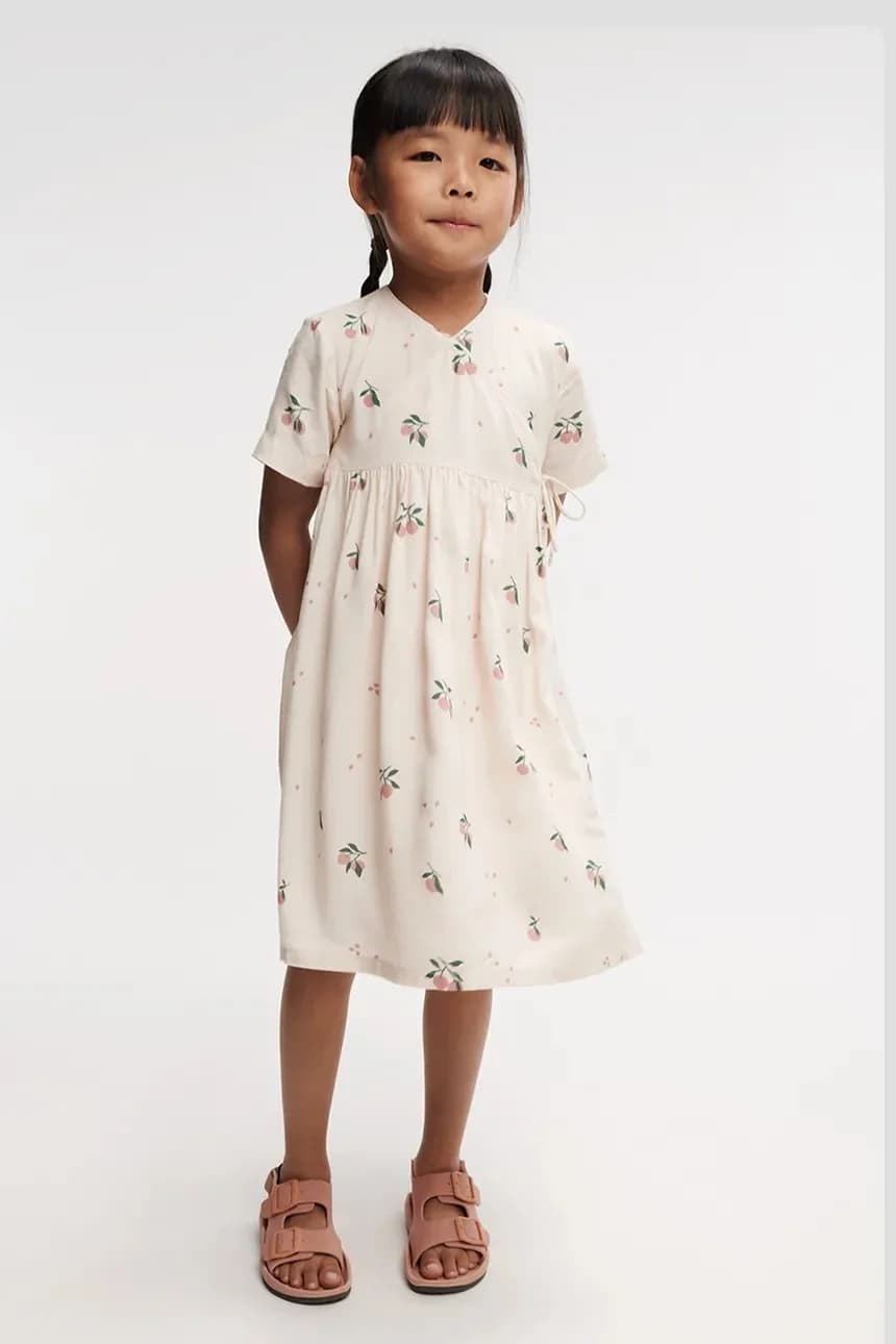 Детское вискозное платье Cleo с короткими рукавами и принтом