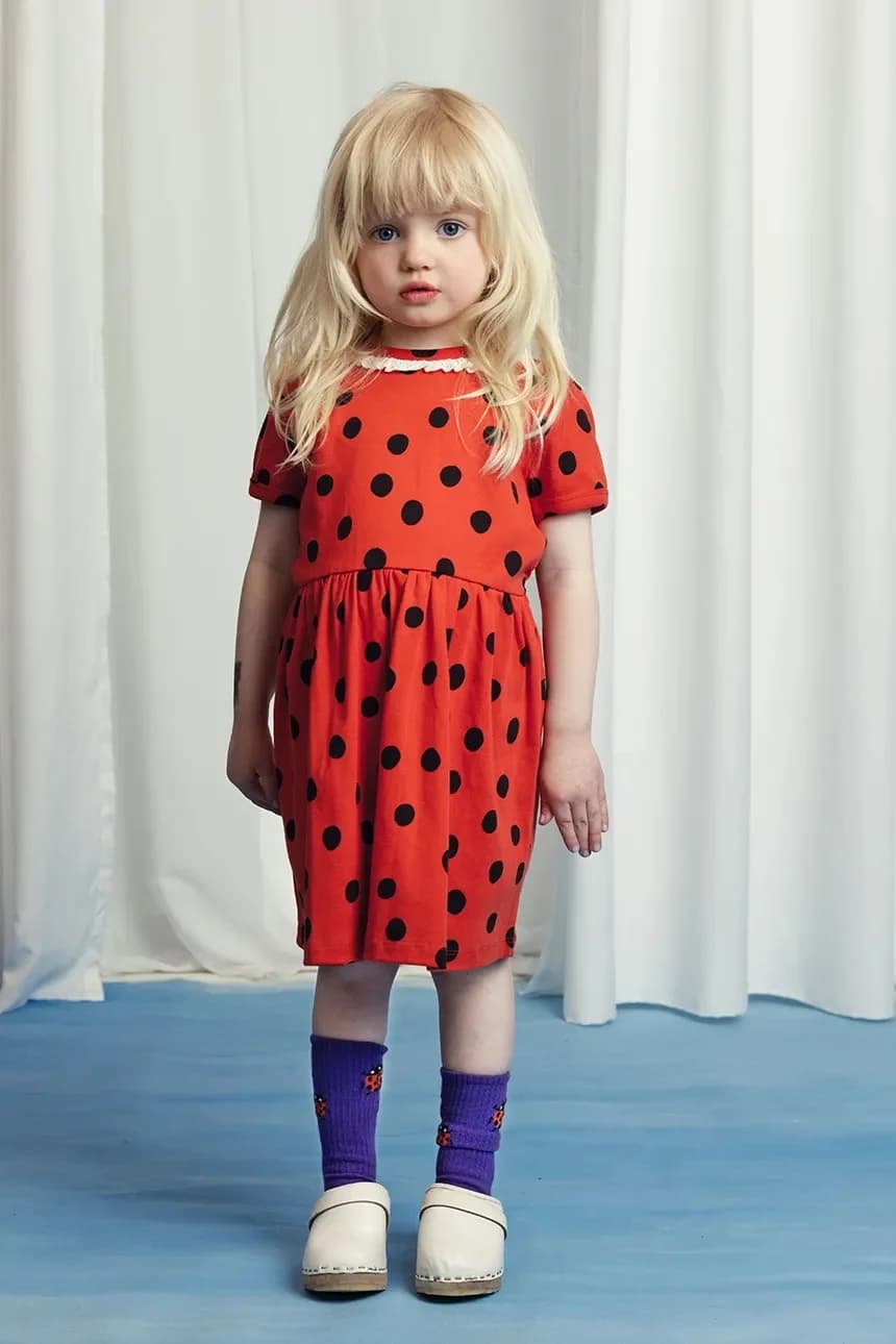 Детское хлопковое платье в горошек