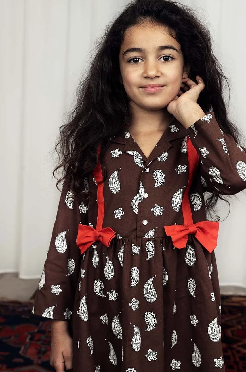 Детское платье из хлопка с узором пейсли