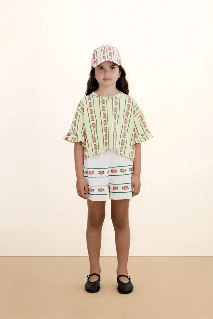 Детская хлопковая футболка ROSE PATTERN CROP TEE