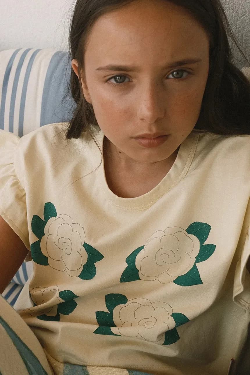 Детская хлопковая футболка YELLOW FLOWERS GRAPHIC CROP TEE