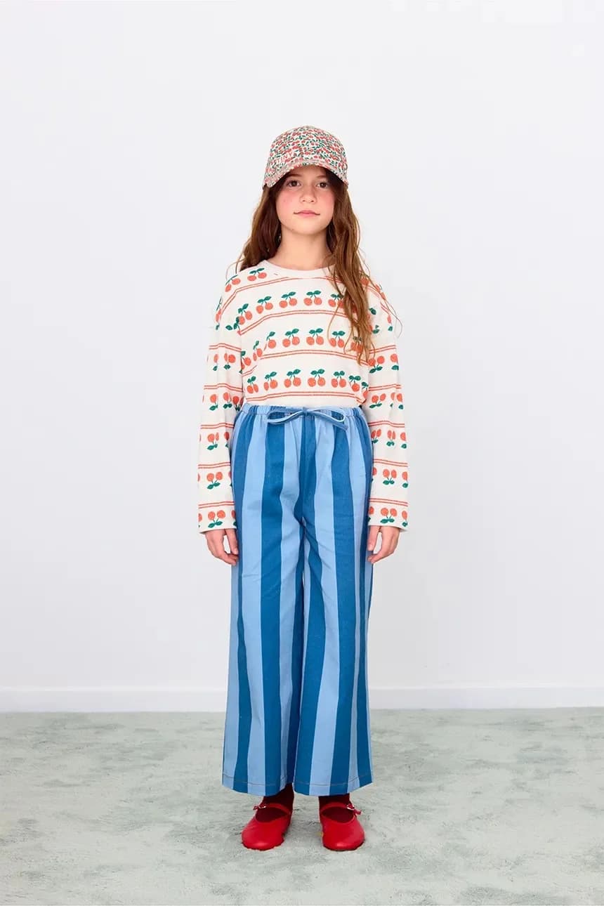 Детская хлопковая футболка с длинными рукавами CHERRY PATTERN RIB - фото 4