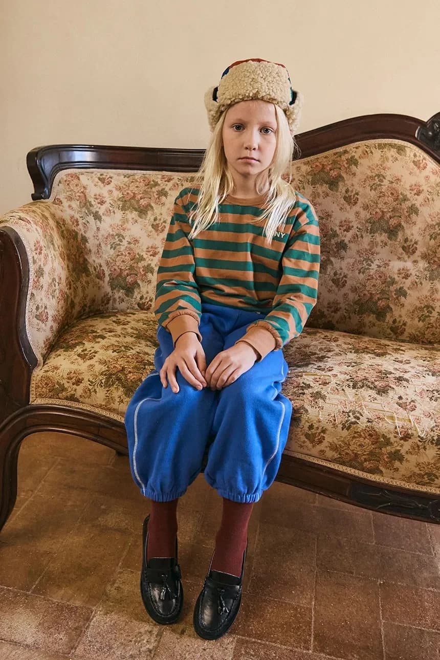 Детская хлопковая футболка с длинными рукавами STRIPES SLEEVE ТРИКОТАЖНАЯ ФУТБОЛКА