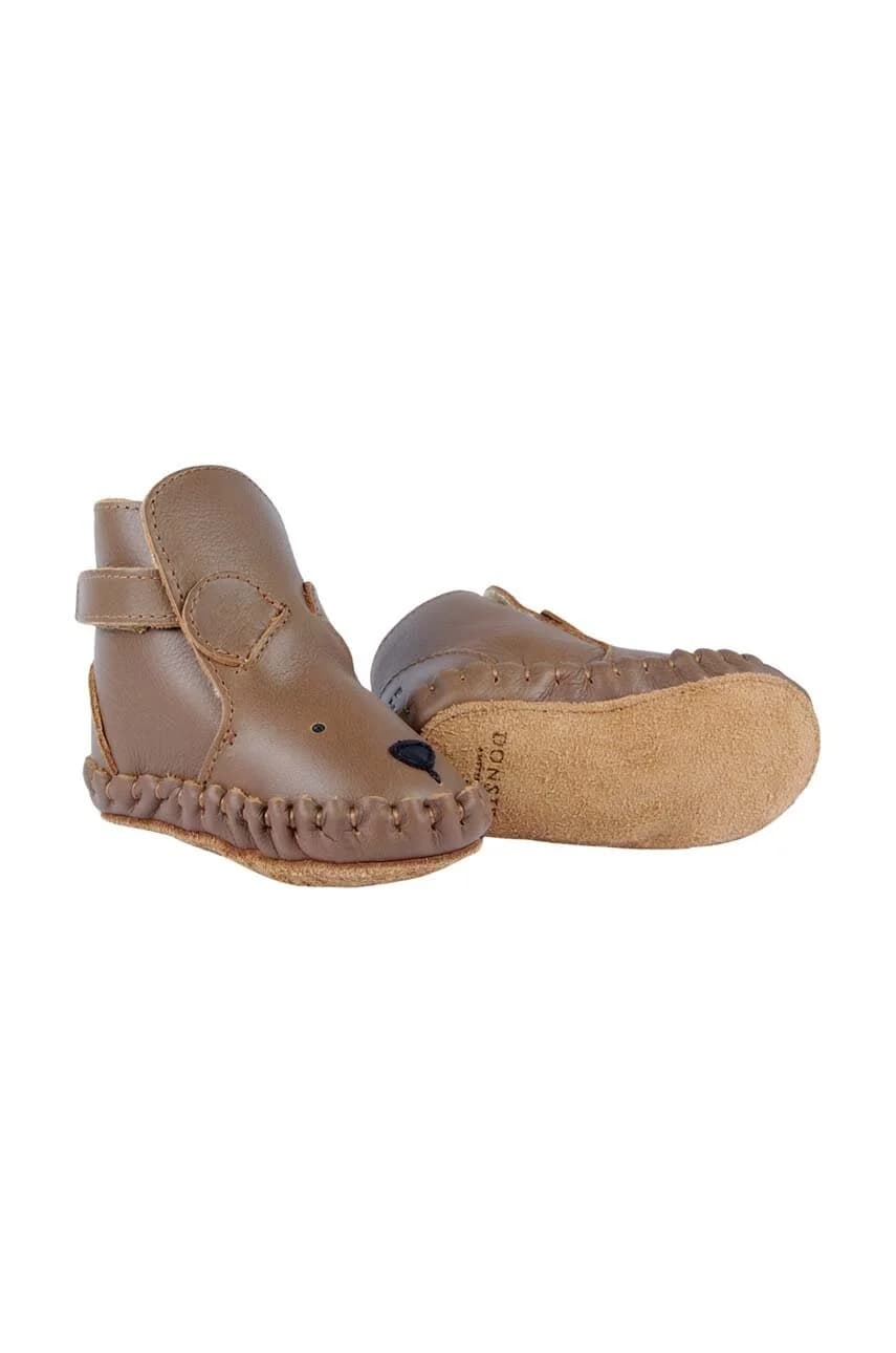 Kapi Classic Booties Детская кожаная обувь с изображением медвежонка