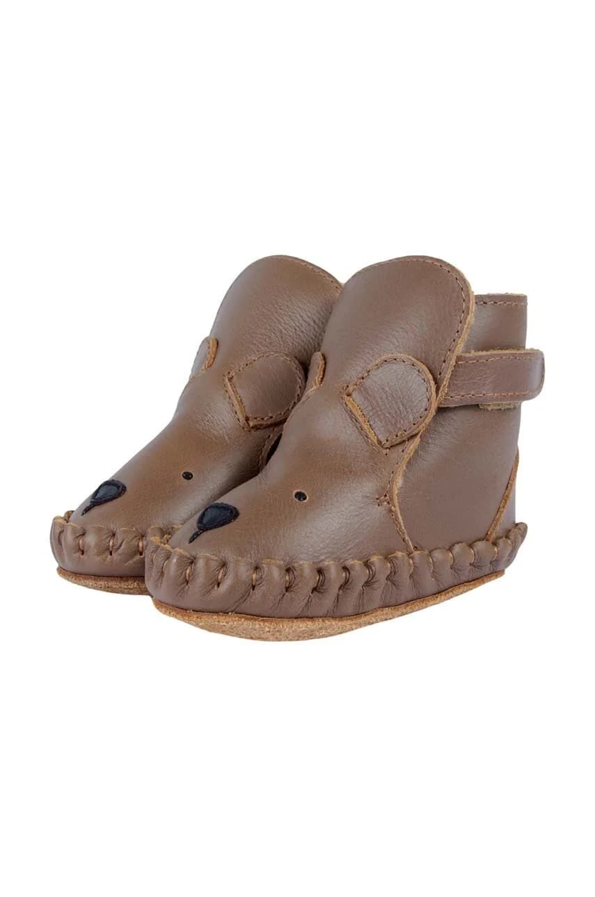 Kapi Classic Booties Детская кожаная обувь с изображением медвежонка - фото 2