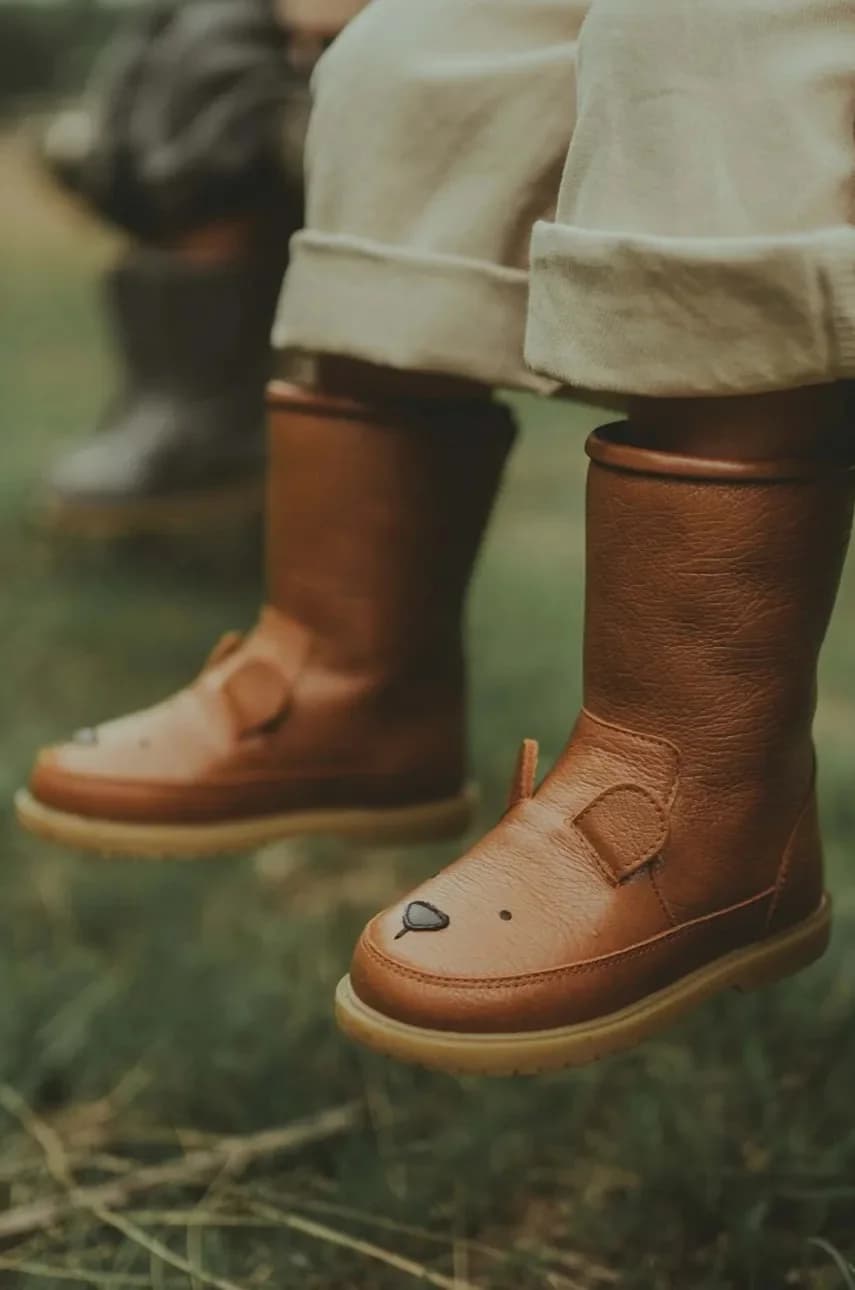 Детская кожаная зимняя обувь Wadudu Classic Boots Bear
