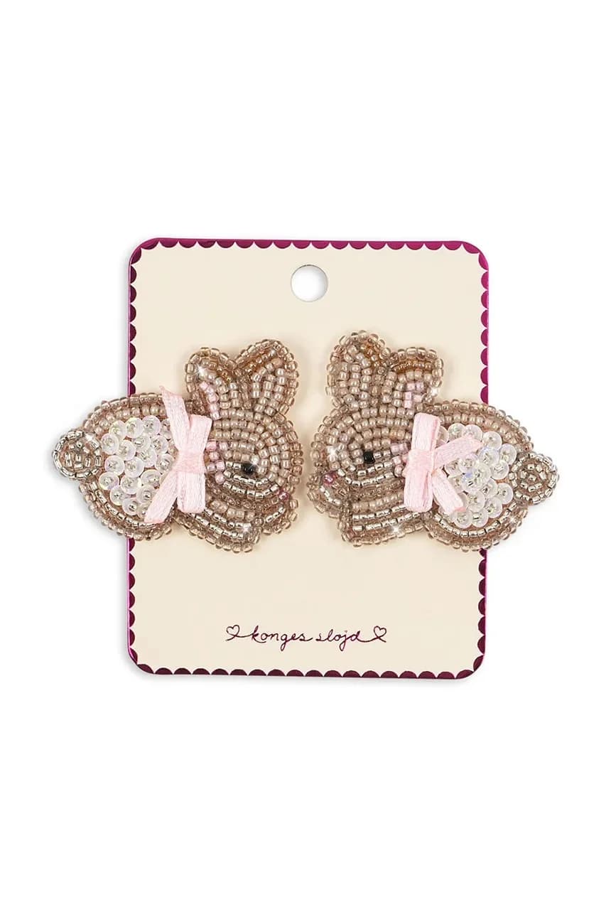Детские заколки для волос BEADED BUNNY HAIR CLIPS 2 шт.