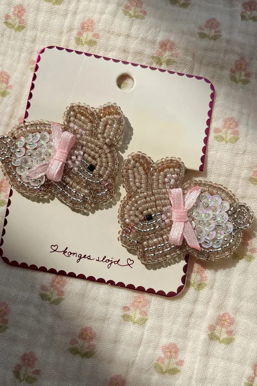Детские заколки для волос BEADED BUNNY HAIR CLIPS 2 шт. - фото 5