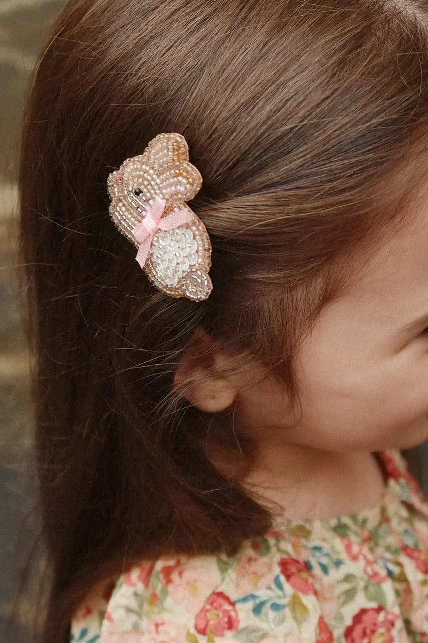 Детские заколки для волос BEADED BUNNY HAIR CLIPS 2 шт. - фото 6