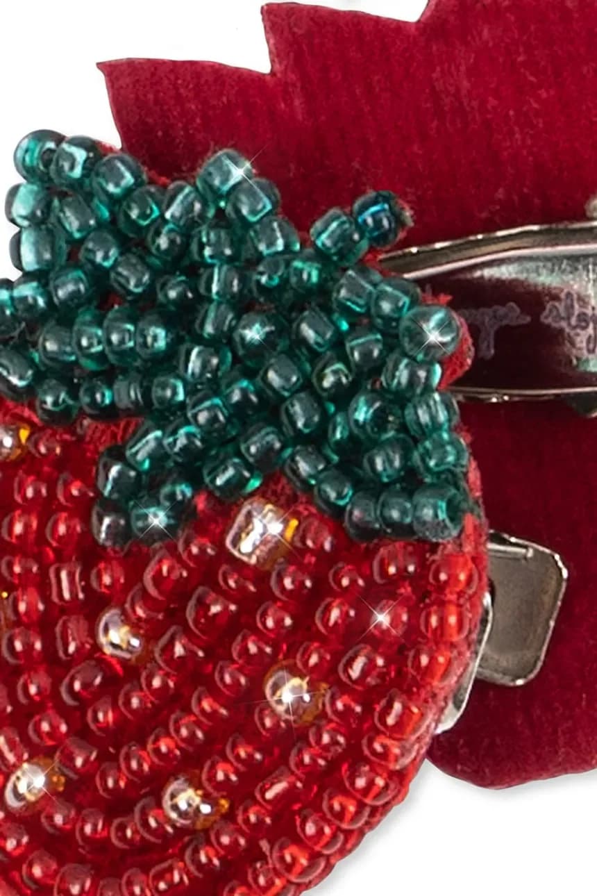 Детские заколки для волос 2 шт. ЗАЖИМ ДЛЯ ВОЛОС КЛУБНИКА С БИСЕРОМ 2 шт. - фото 4