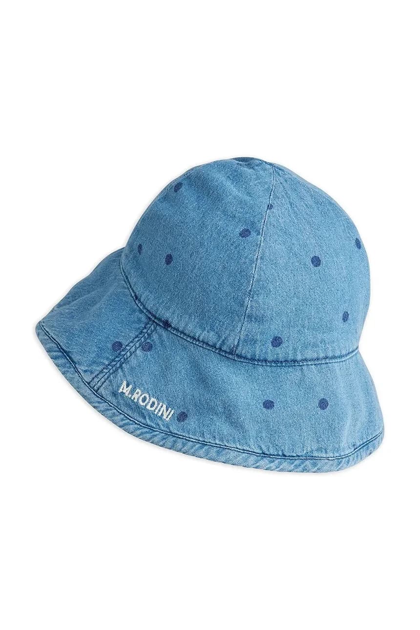 Детская джинсовая шапка в горошек - фото 2