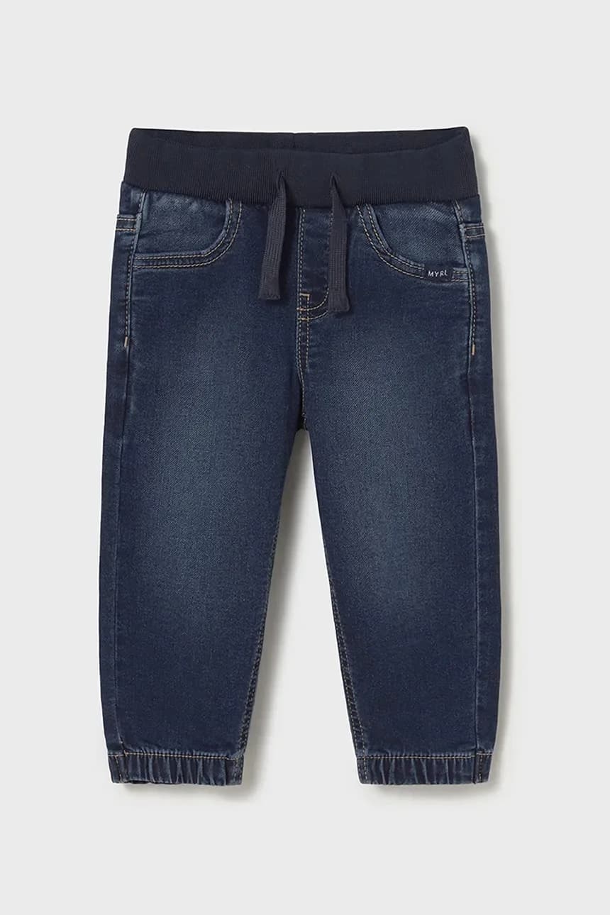Детские джинсы-джоггеры из мягкого денима. - фото 2