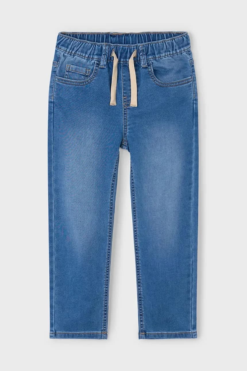 Детские джинсы-джоггеры из мягкого денима. - фото 2