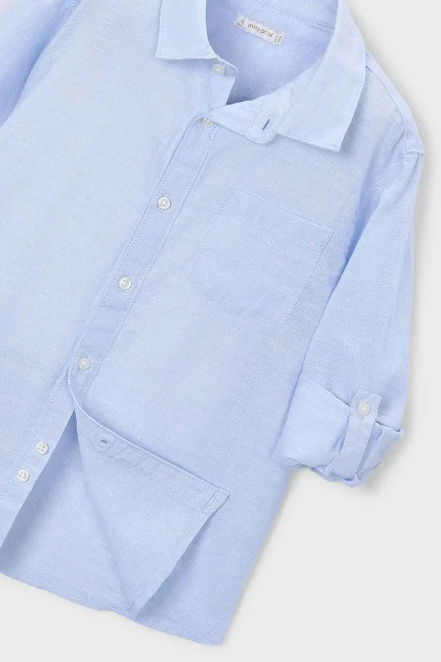 Детская рубашка из смесового льна - фото 3