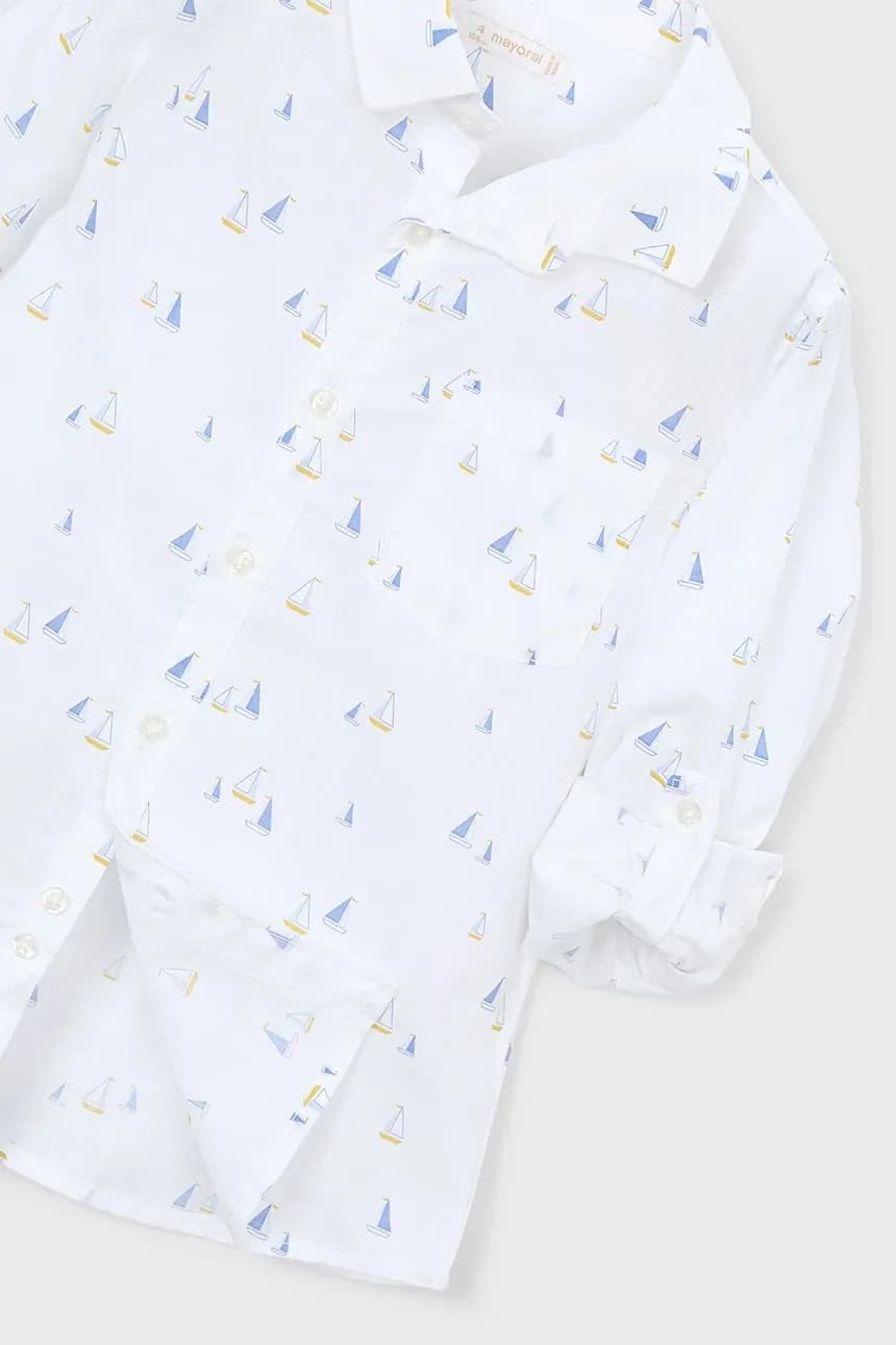 Детская рубашка из смесового льна - фото 4