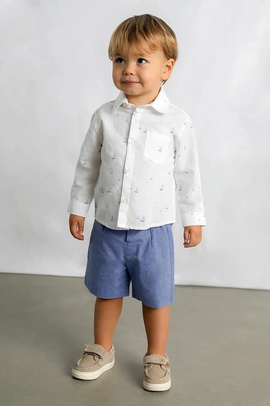 Детская рубашка с льном - фото 5