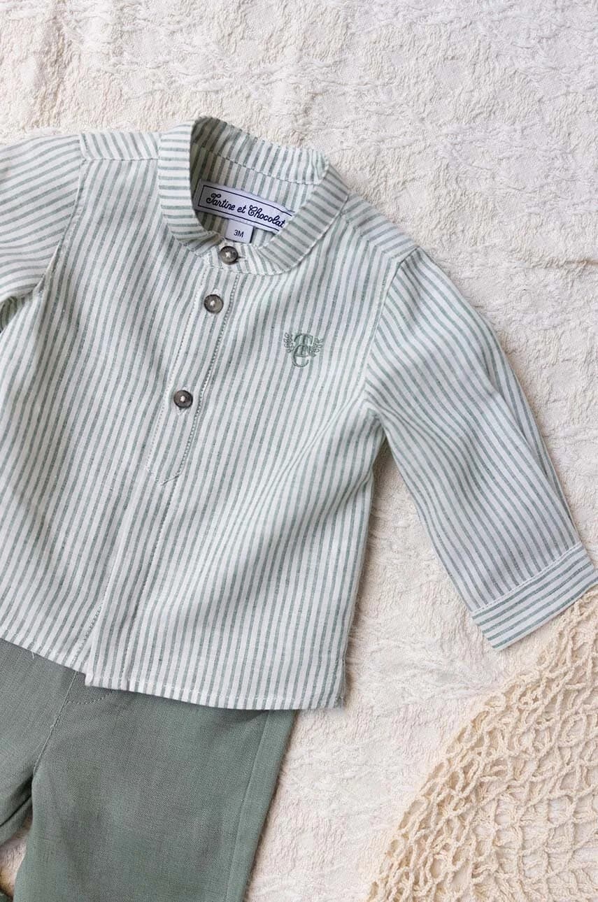 Детская рубашка из смесового льна - фото 5