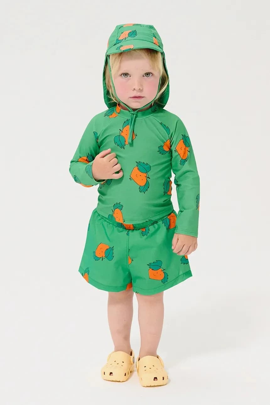 Детский купальник с длинными рукавами мандариновый