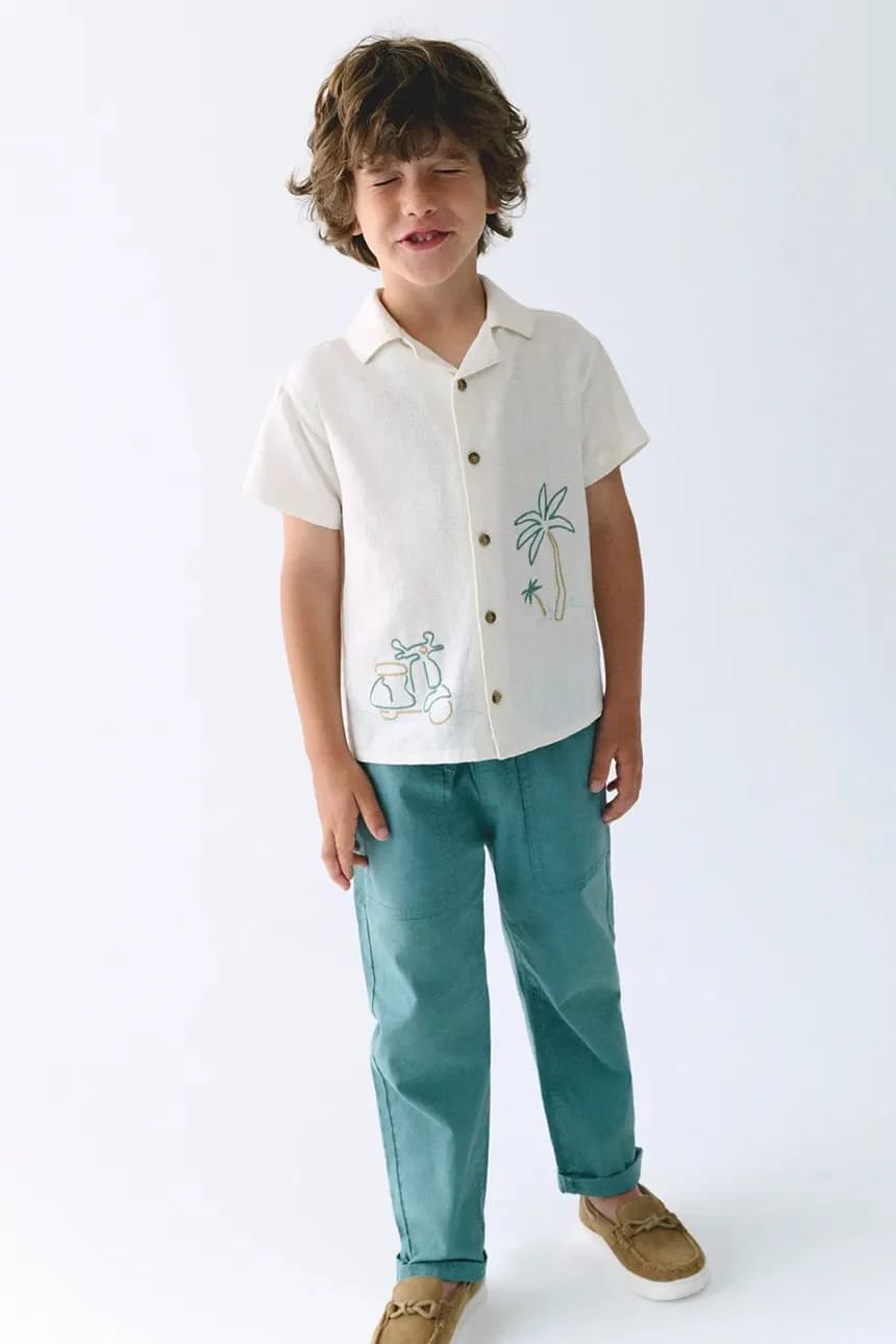 Детские брюки с льном