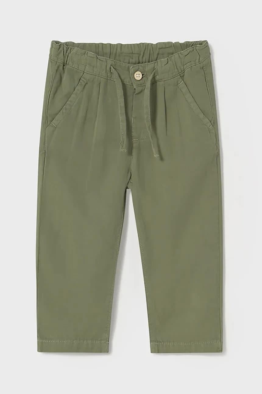 Детские брюки свободного кроя из смесового льна.