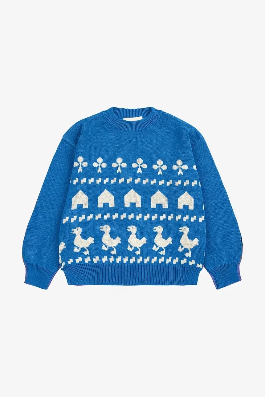 Детский хлопковый свитер Фермерский жаккард - фото 2